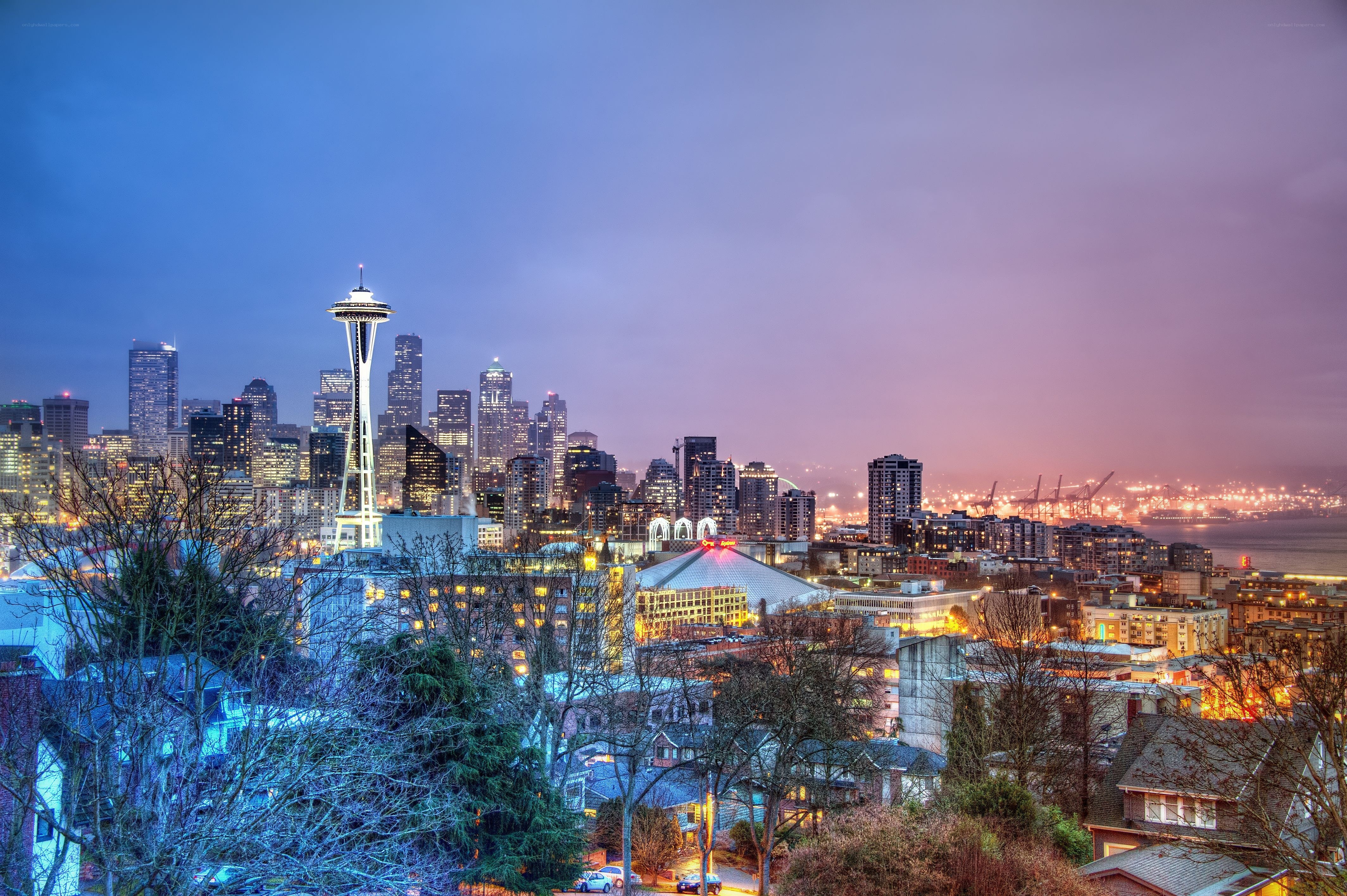 Seattle skyline at dusk