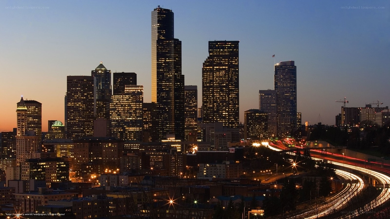 Seattle skyline at dusk