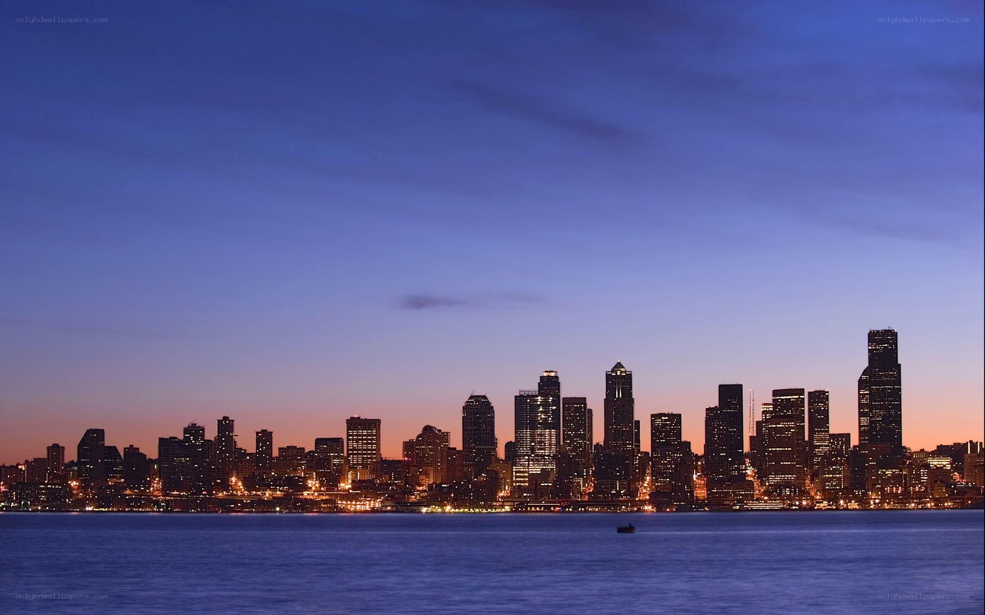 Seattle skyline at dusk