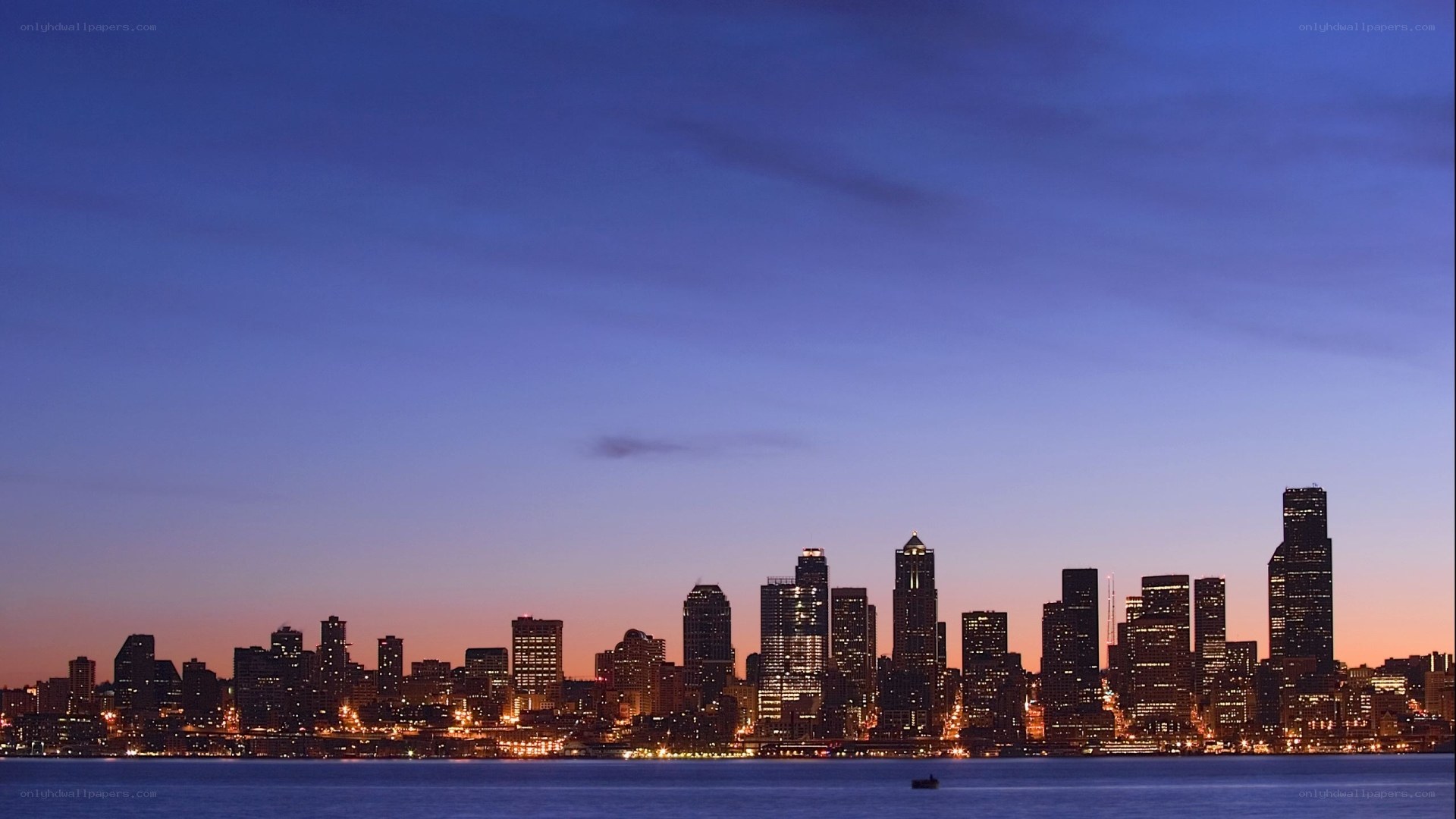Seattle skyline at dusk