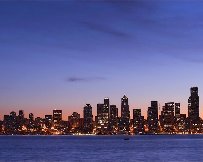 Seattle skyline at dusk