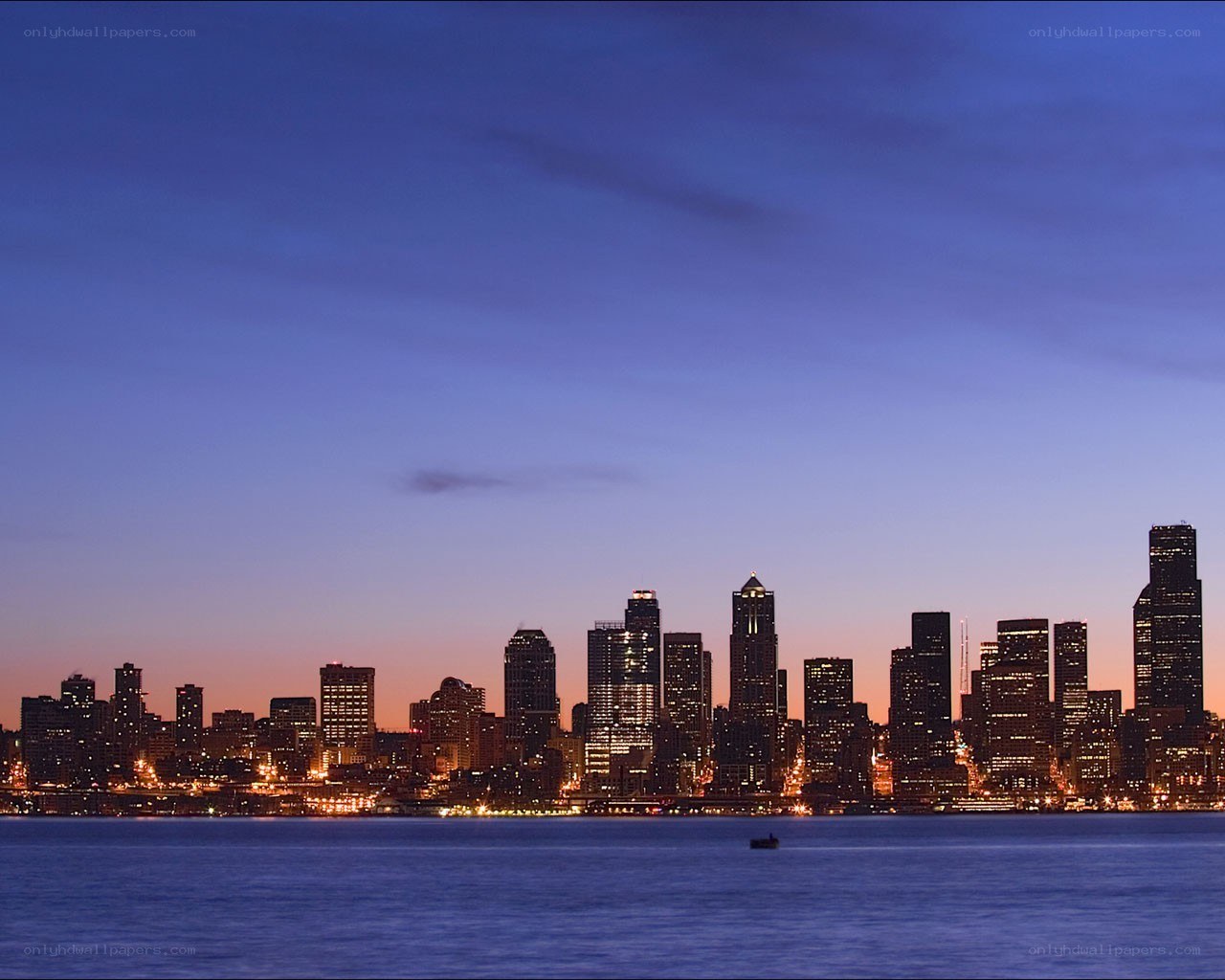 Seattle skyline at dusk