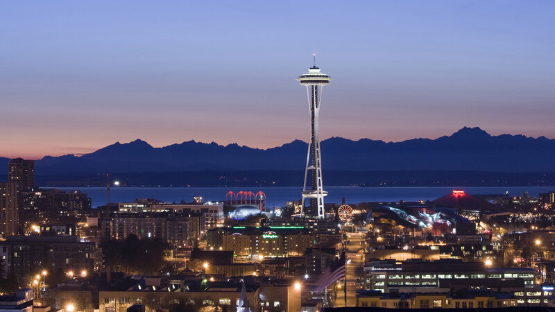 Seattle skyline at dusk