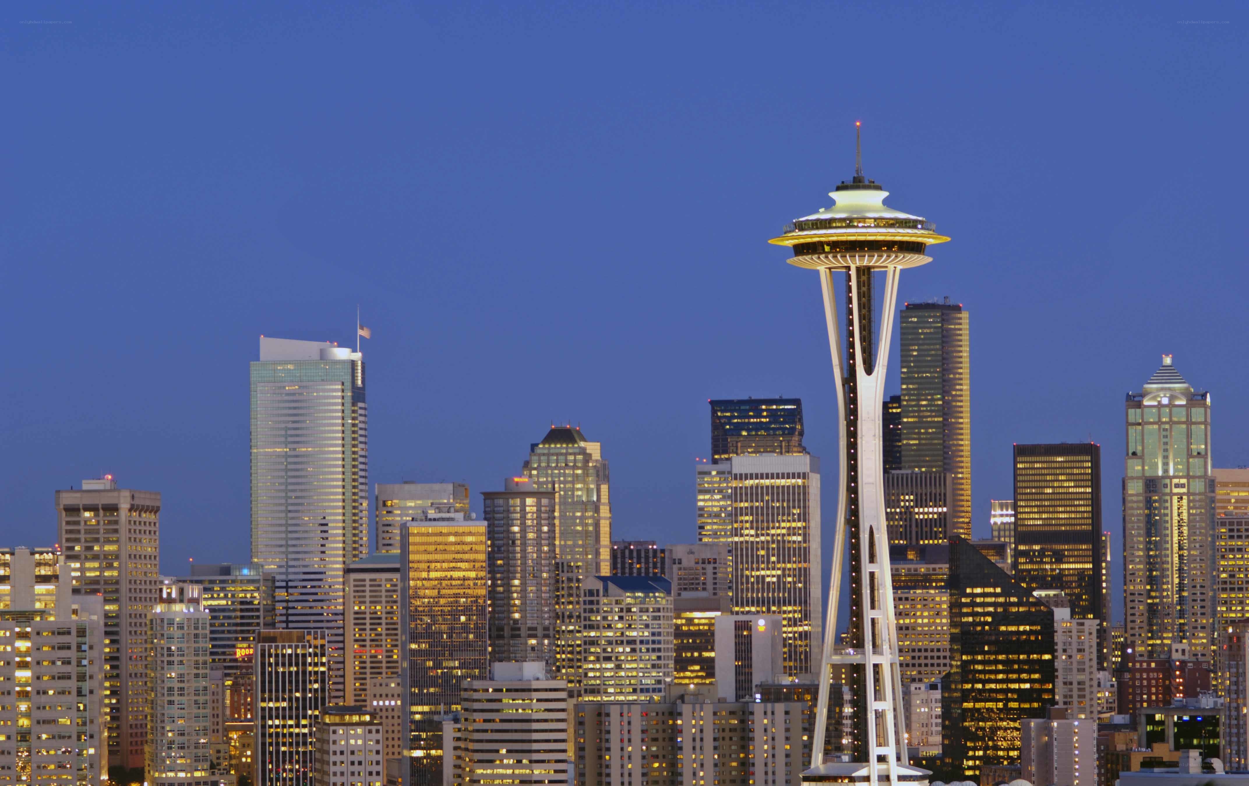 Seattle skyline at dusk