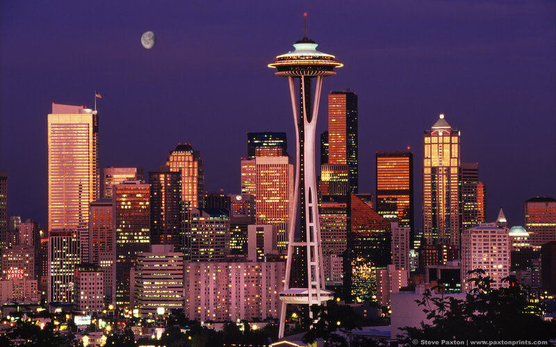 Seattle skyline at dusk