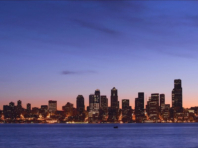 Seattle skyline at dusk