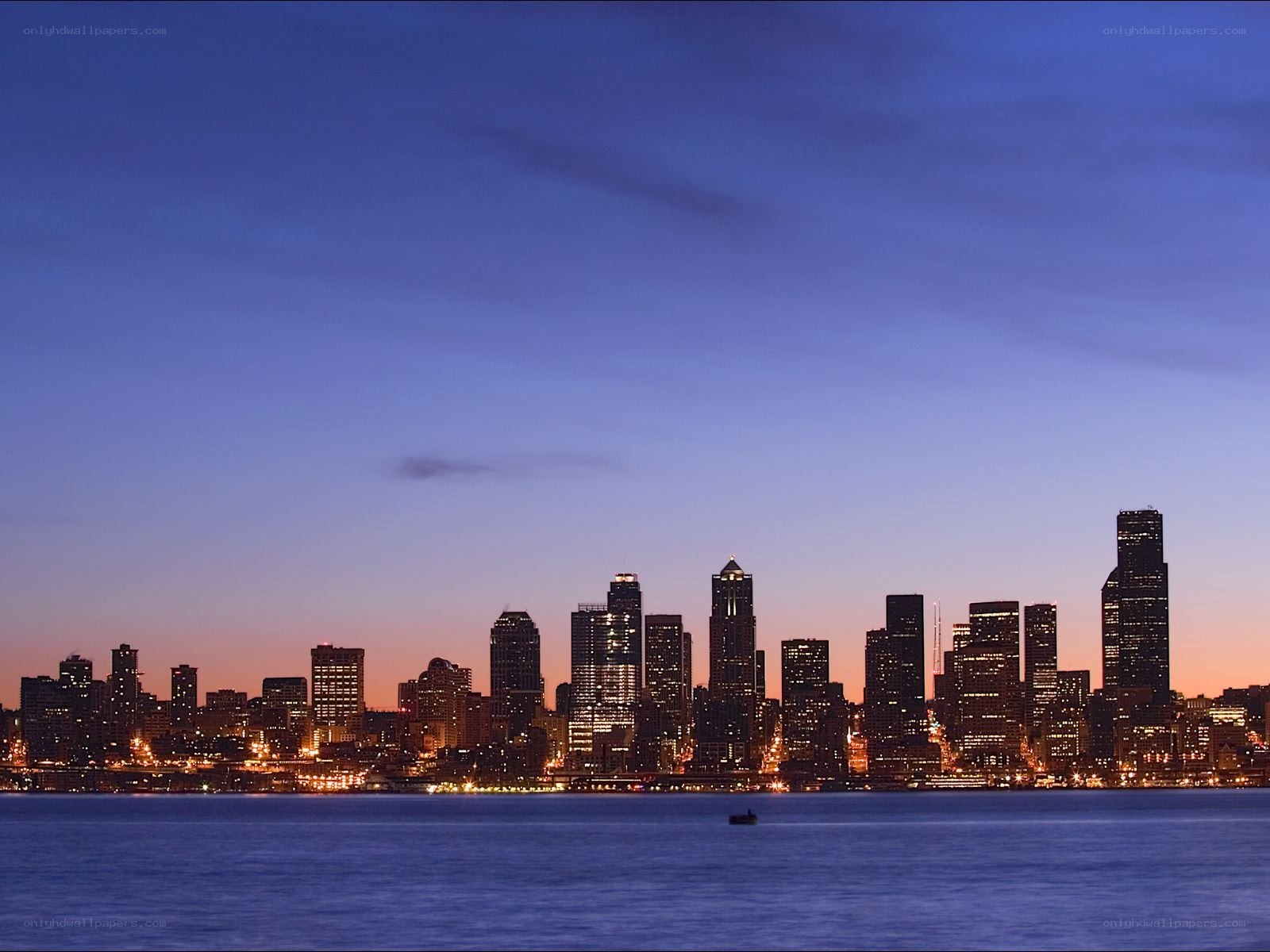 Seattle skyline at dusk