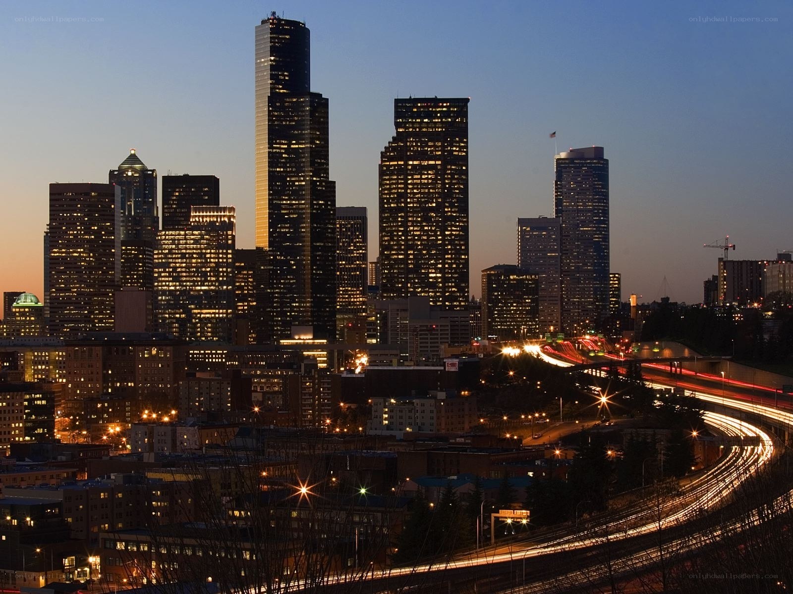 Seattle skyline at dusk