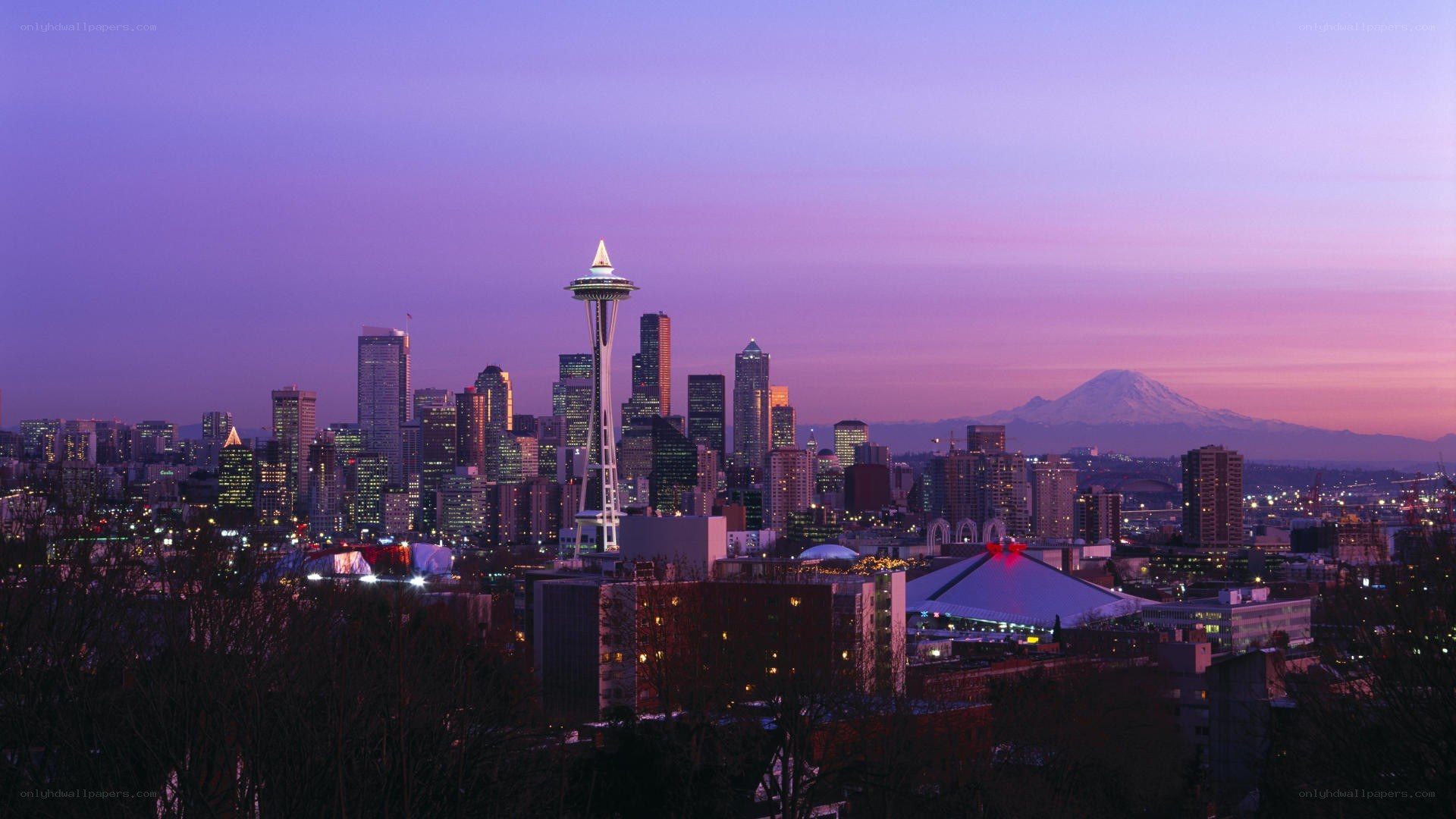 Seattle skyline at dusk