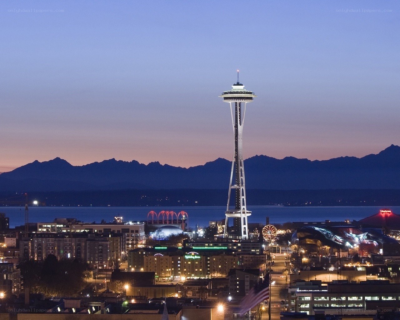 Seattle skyline at dusk