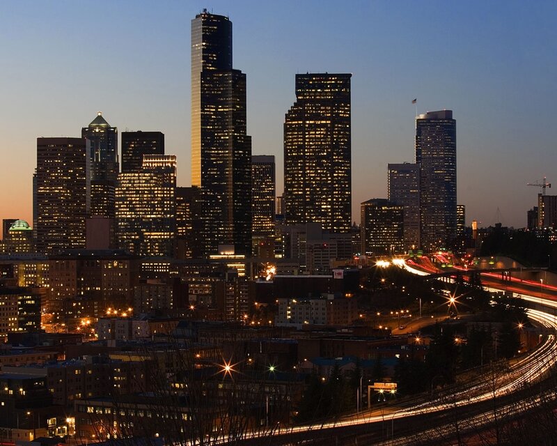 Seattle Skyline at Dusk — Blue, Calm