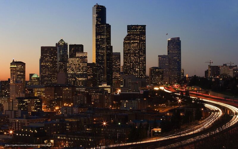Seattle Skyline at Dusk — Blue, Dramatic