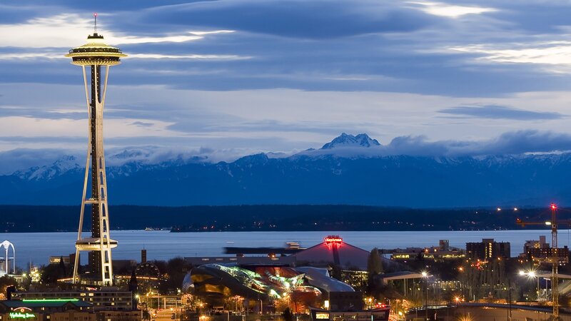 Seattle Skyline at Dusk — Blue, Serene