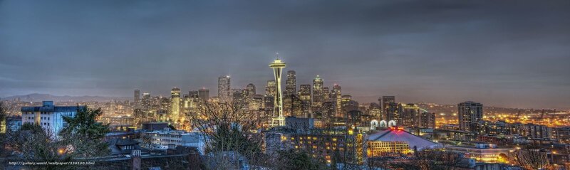 Seattle Skyline at Dusk — Gray, Dramatic, Night