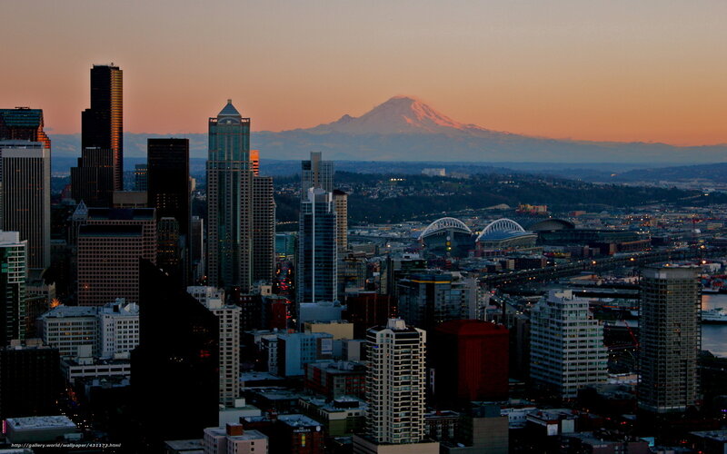 Seattle Skyline at Dusk — Orange, Serene