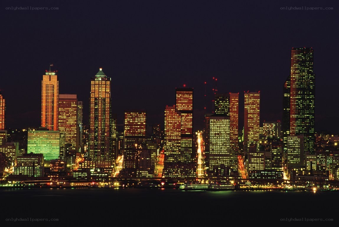 Seattle skyline at night