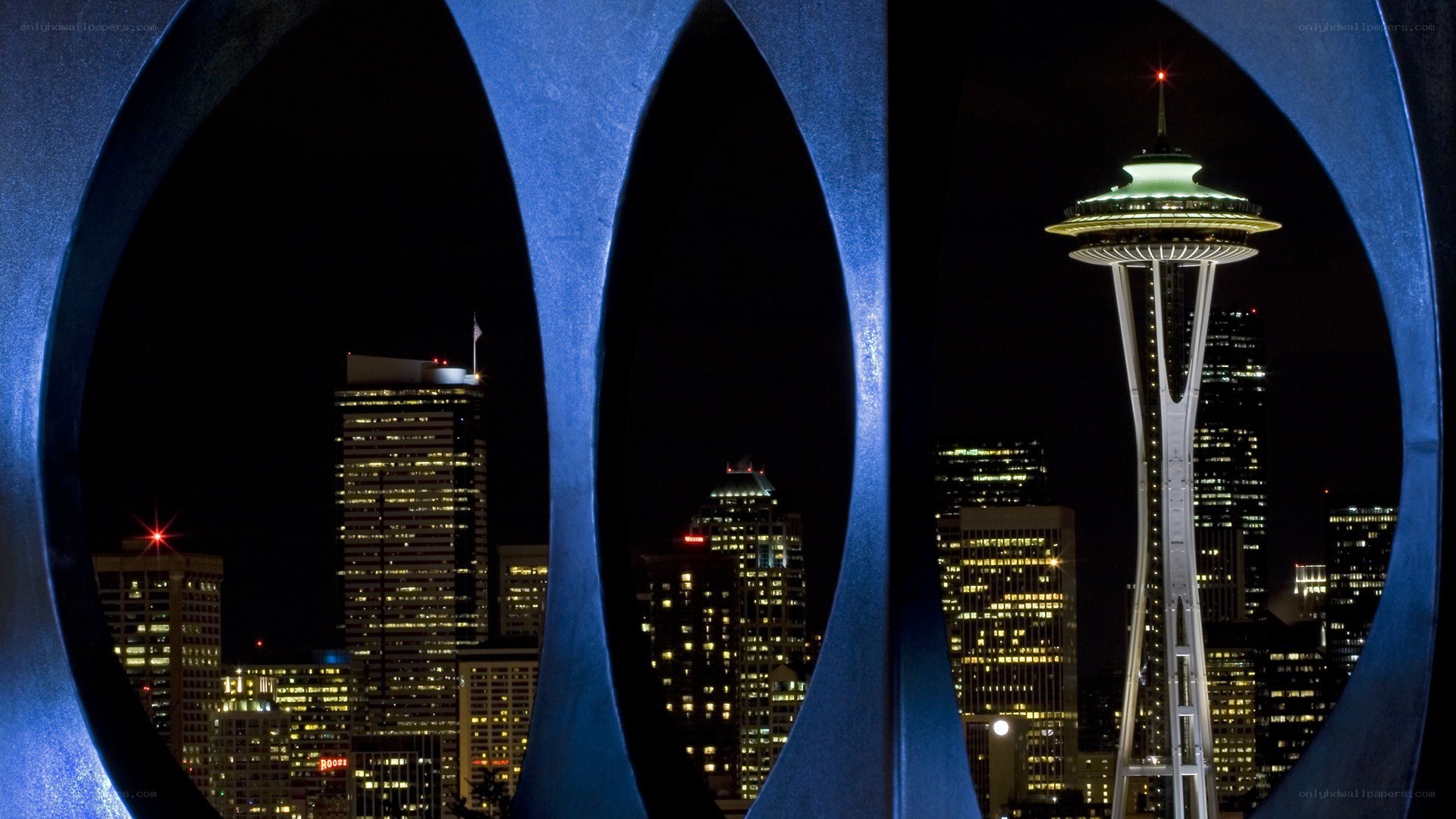 Seattle skyline at night