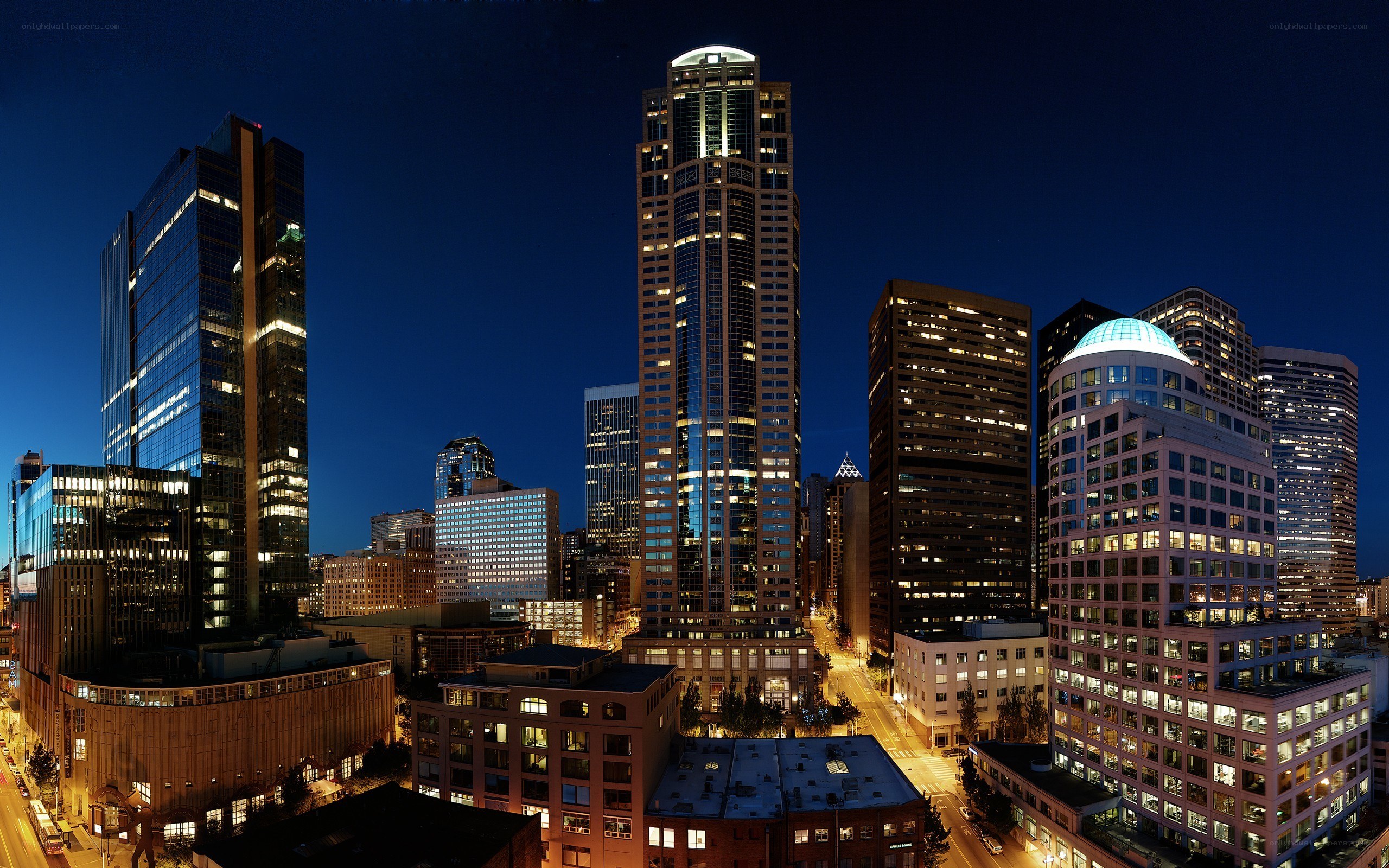 Seattle skyline at night