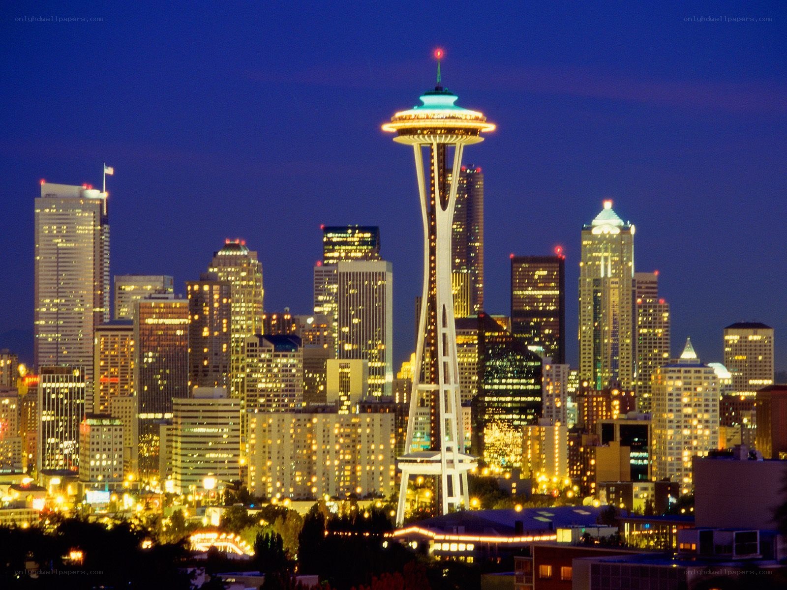 Seattle skyline at night