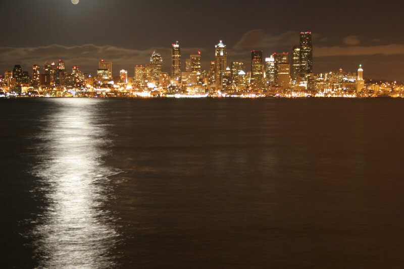 Seattle skyline at night