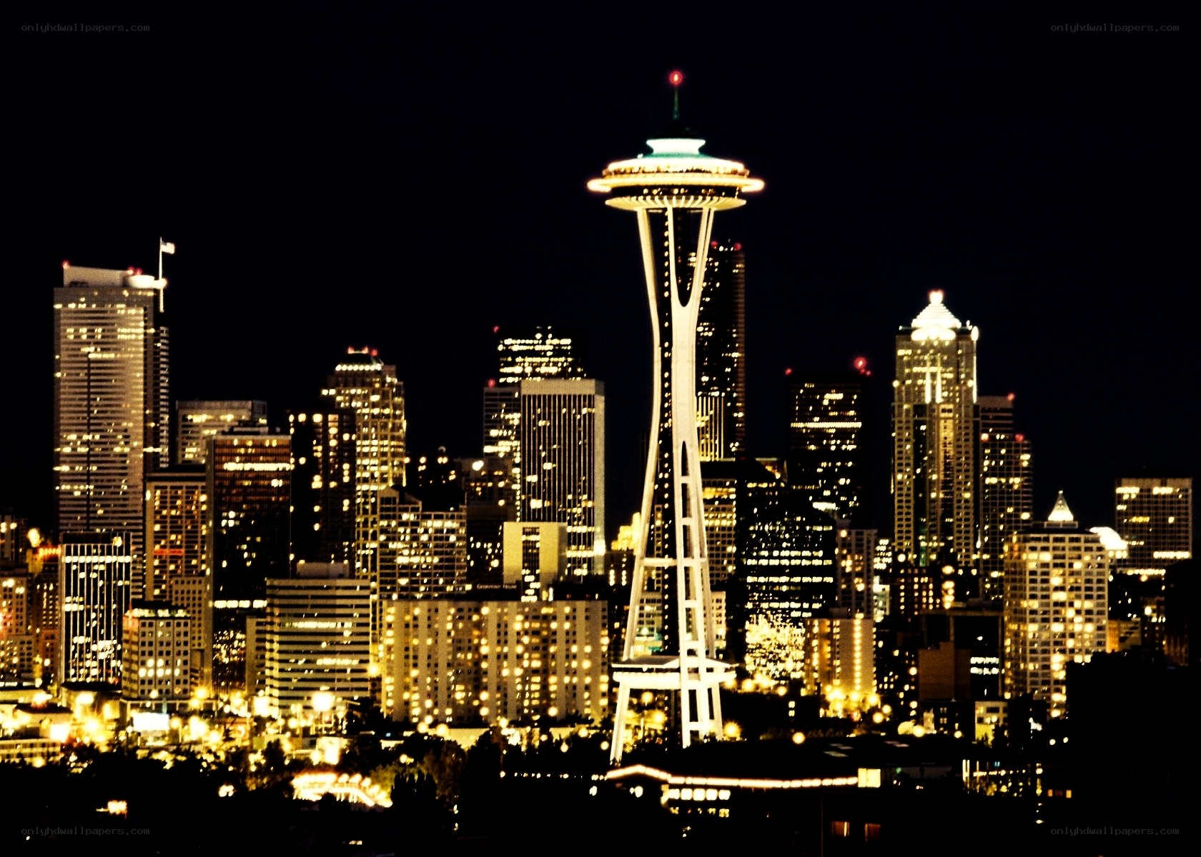 Seattle skyline at night