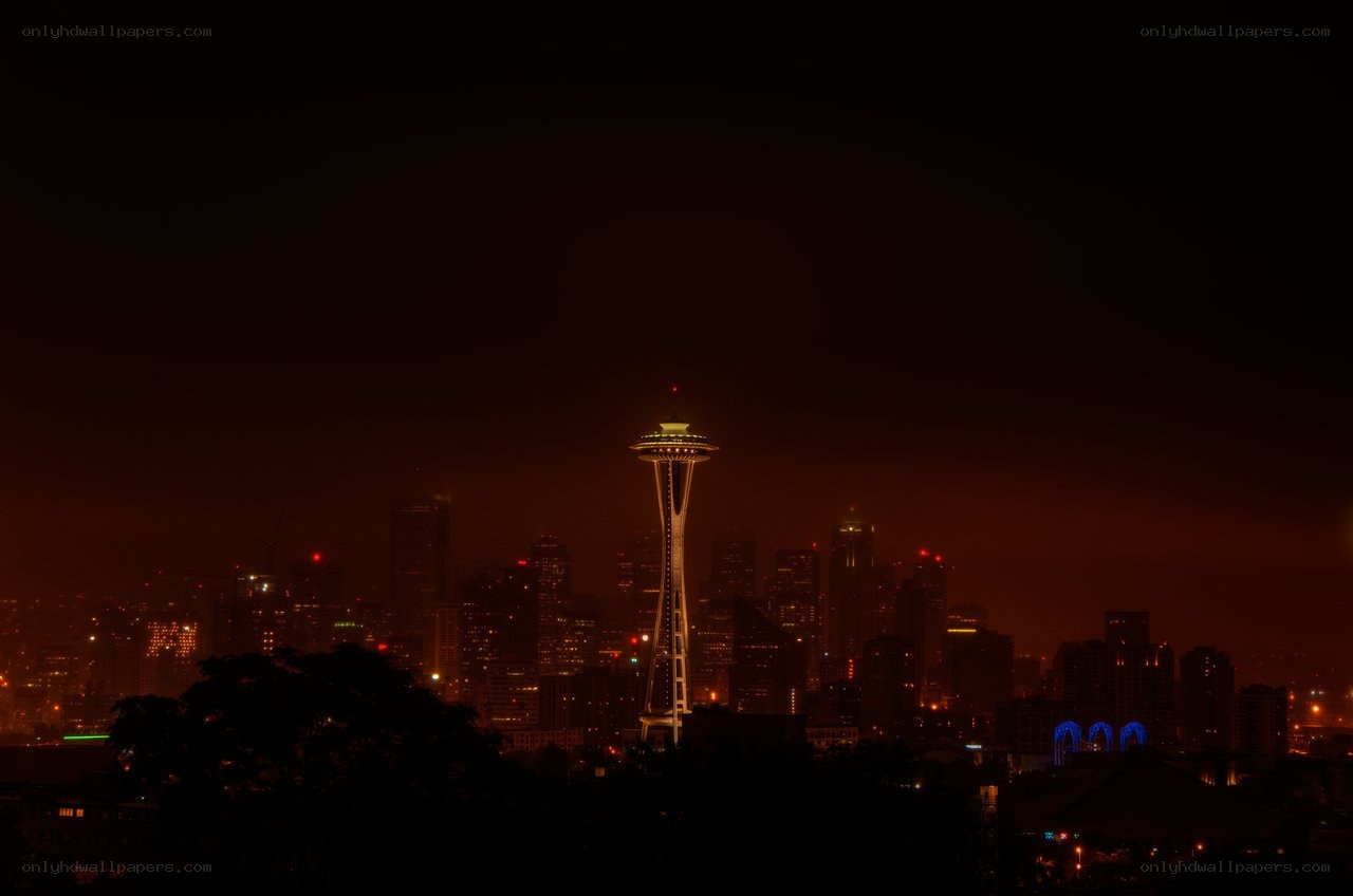 Seattle skyline at night