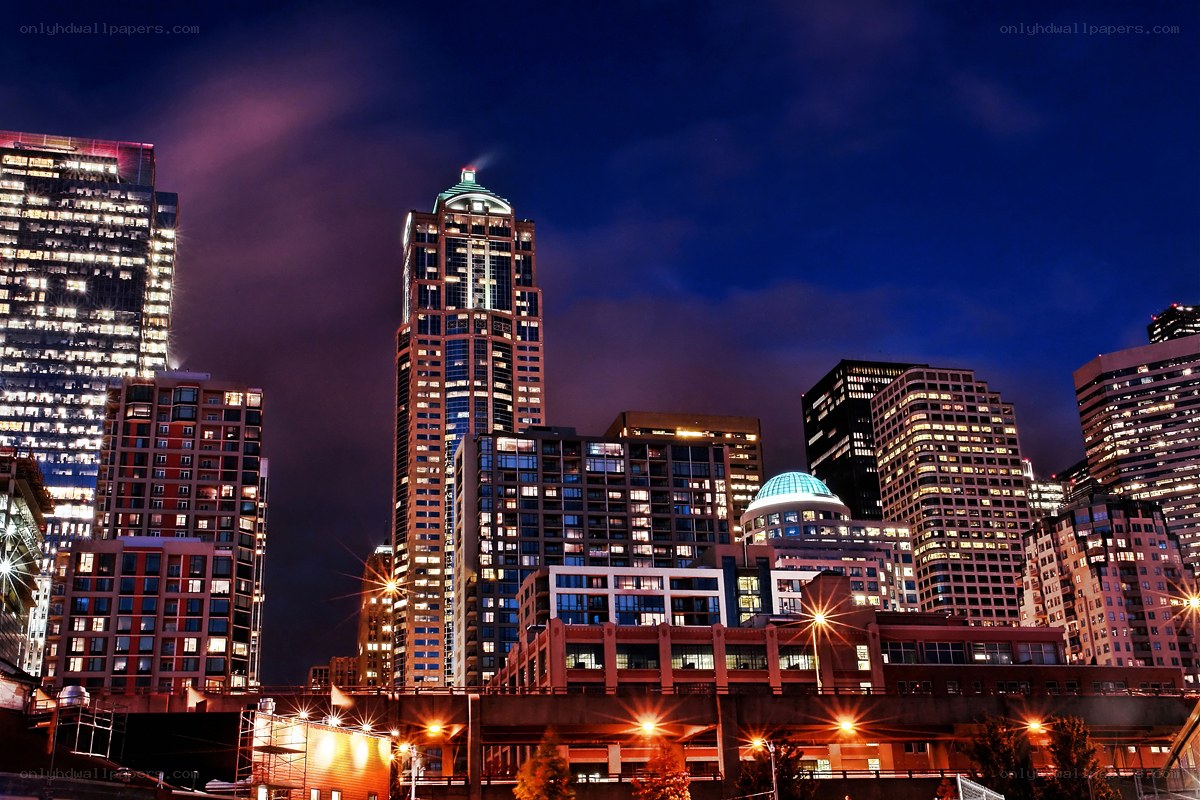 Seattle skyline at night