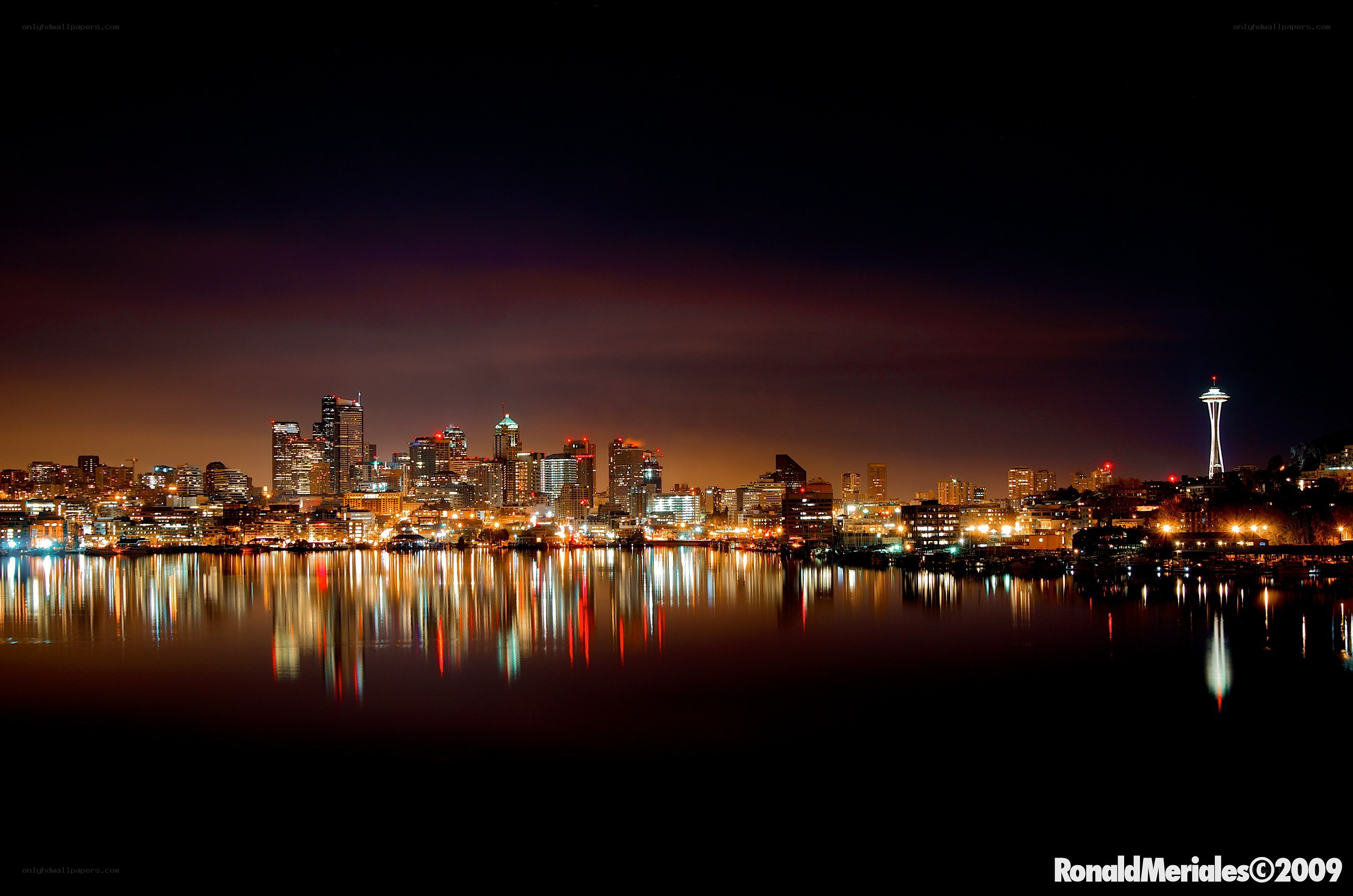 Seattle skyline at night