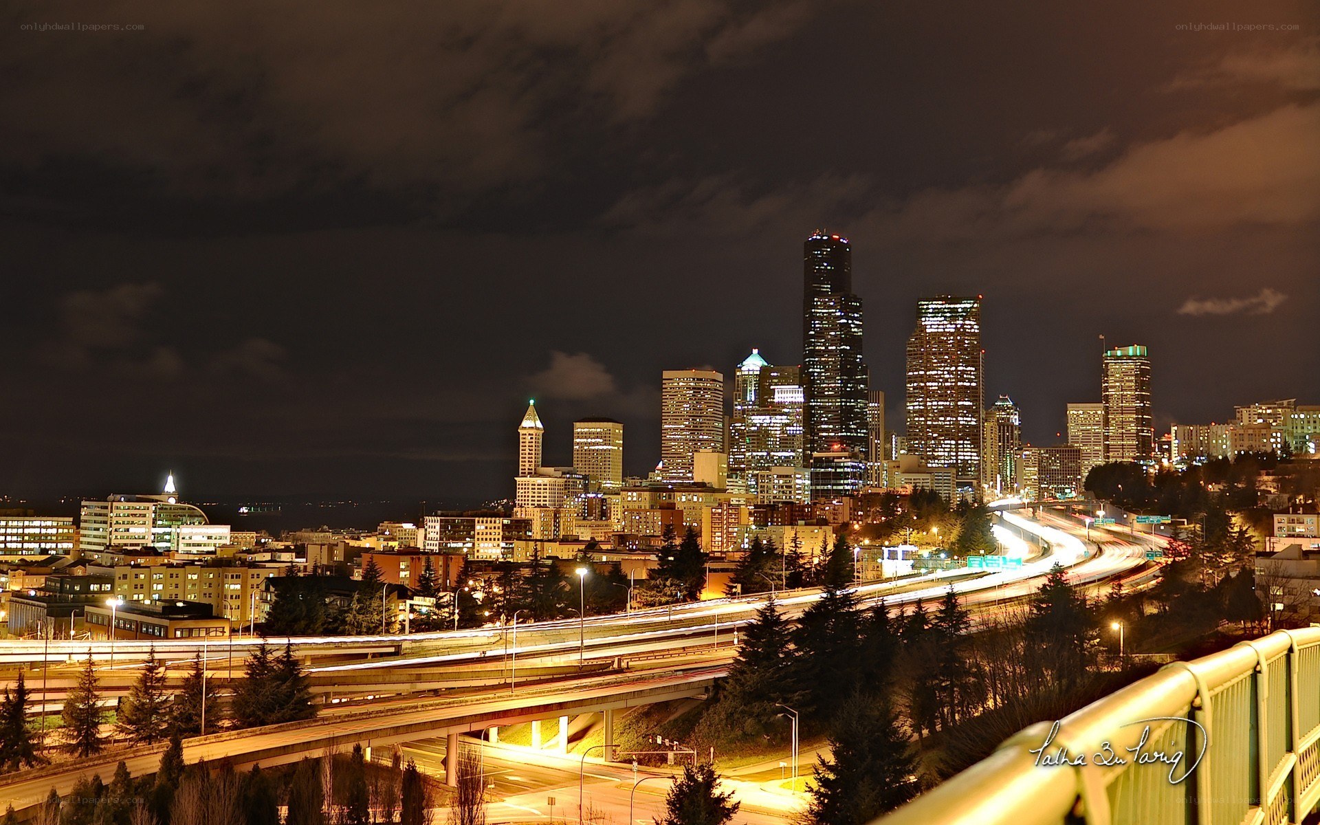 Seattle skyline at night