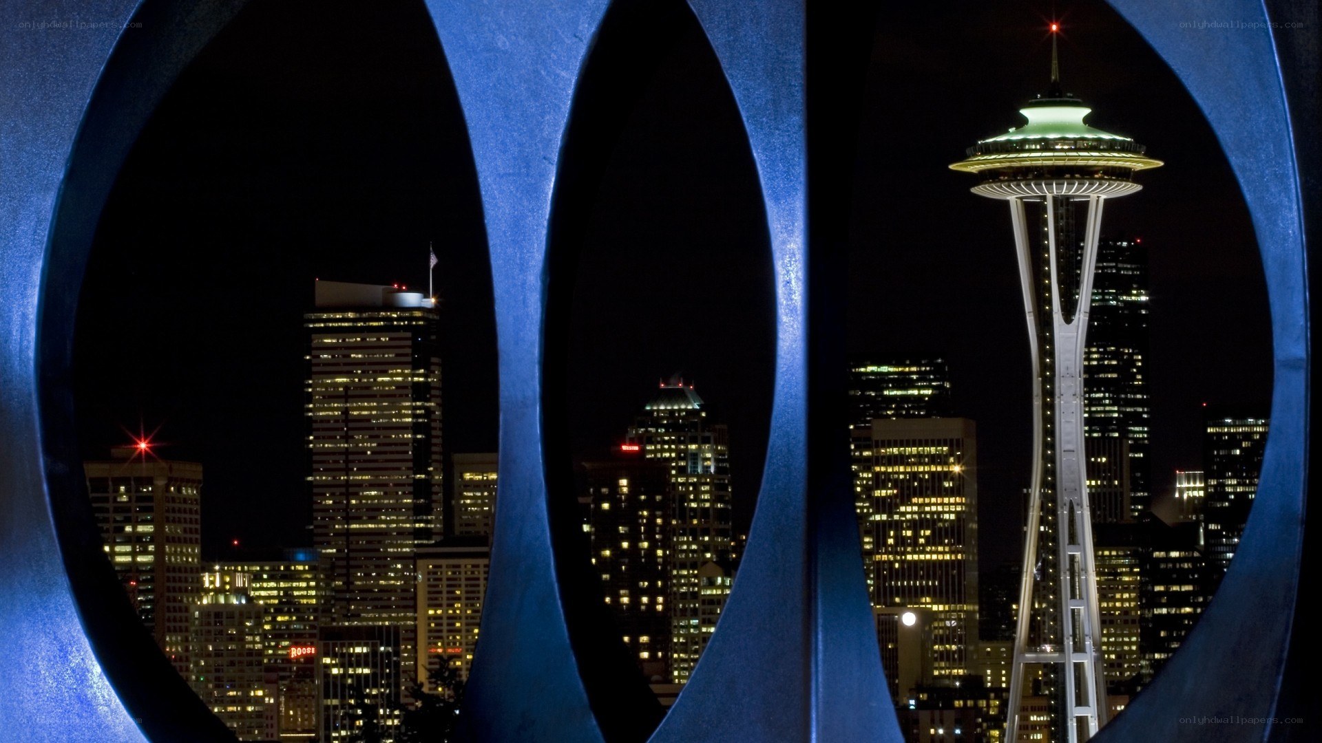Seattle skyline at night