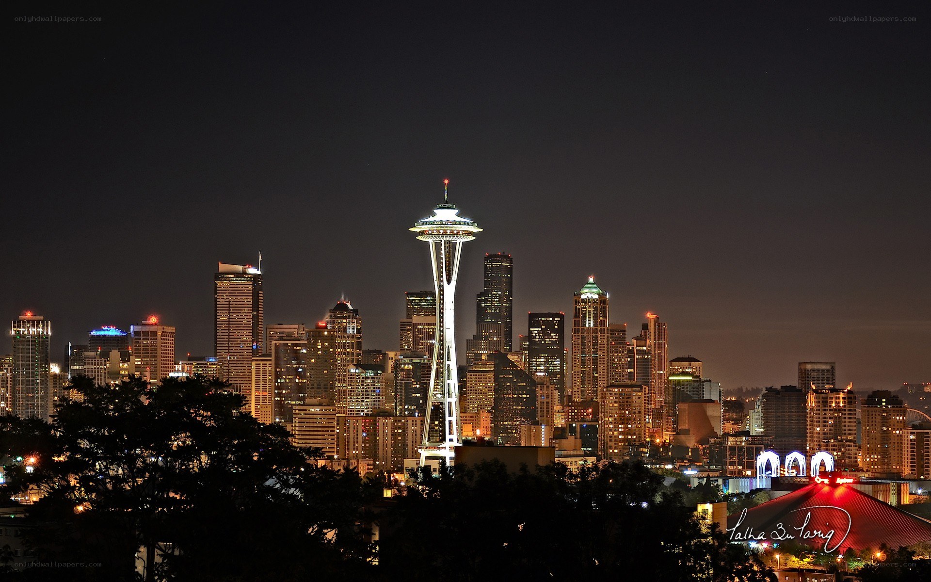 Seattle skyline at night