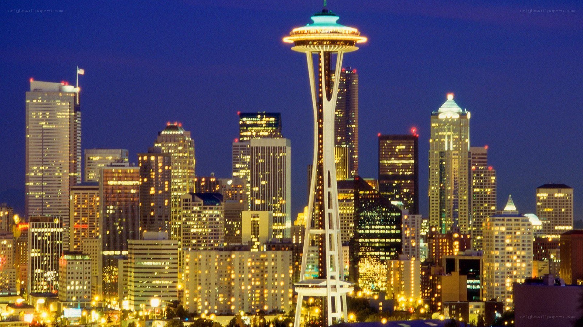 Seattle skyline at night