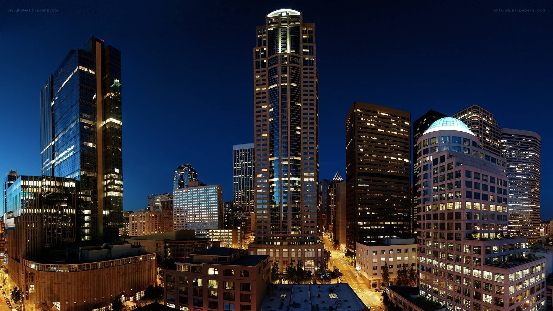 Seattle skyline at night