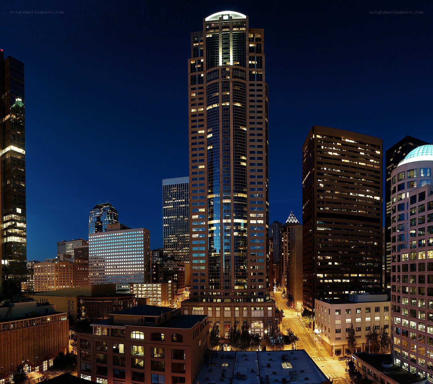 Seattle skyline at night