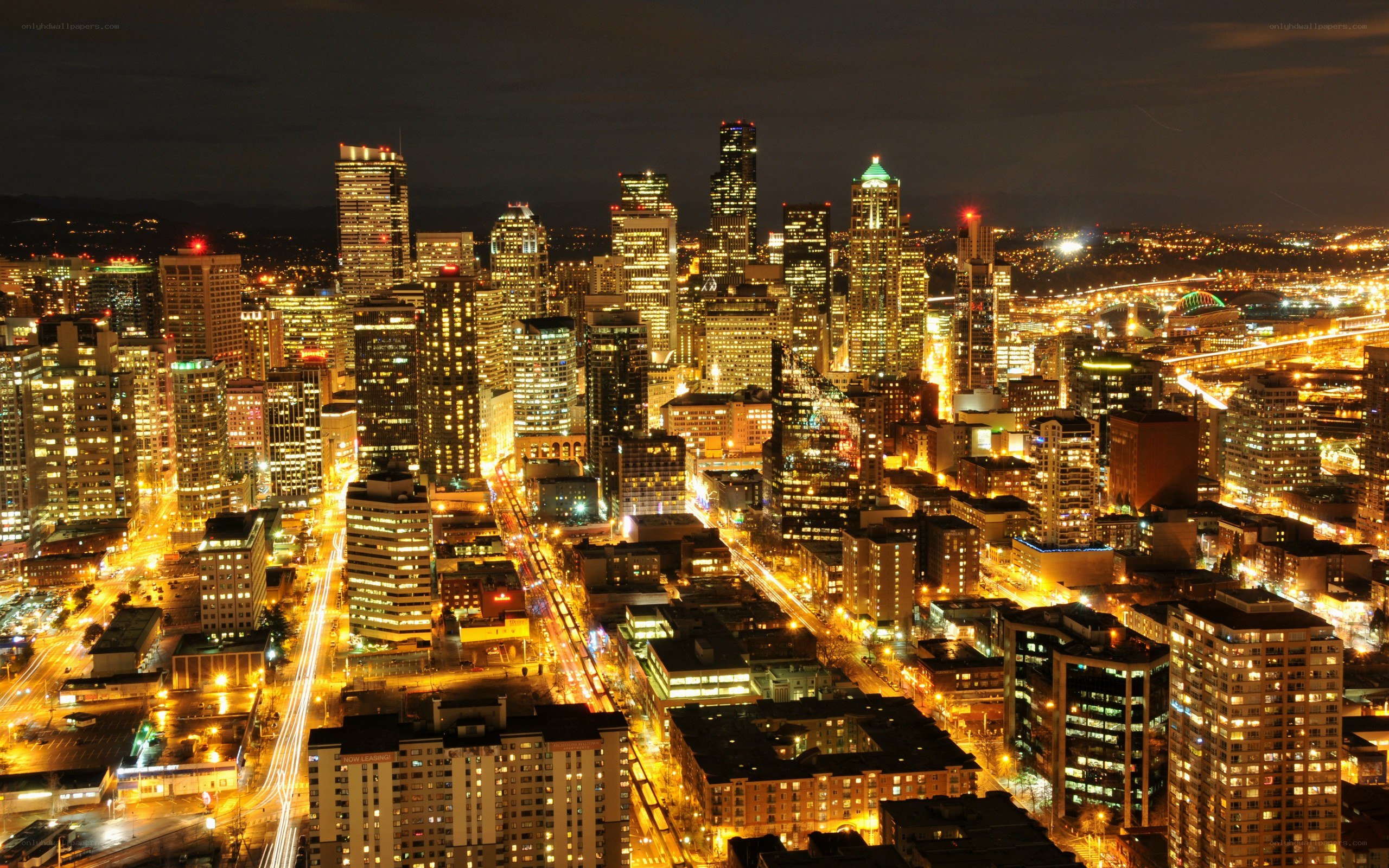 Seattle skyline at night