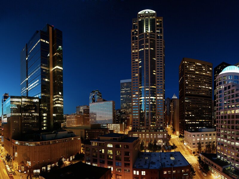 Seattle skyline at night