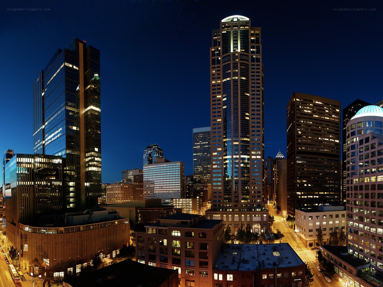Seattle skyline at night