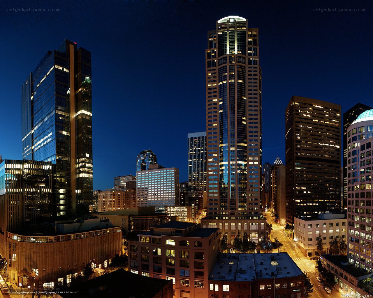 Seattle skyline at night