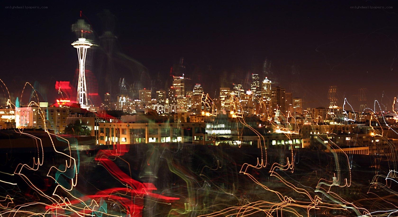 Seattle skyline at night