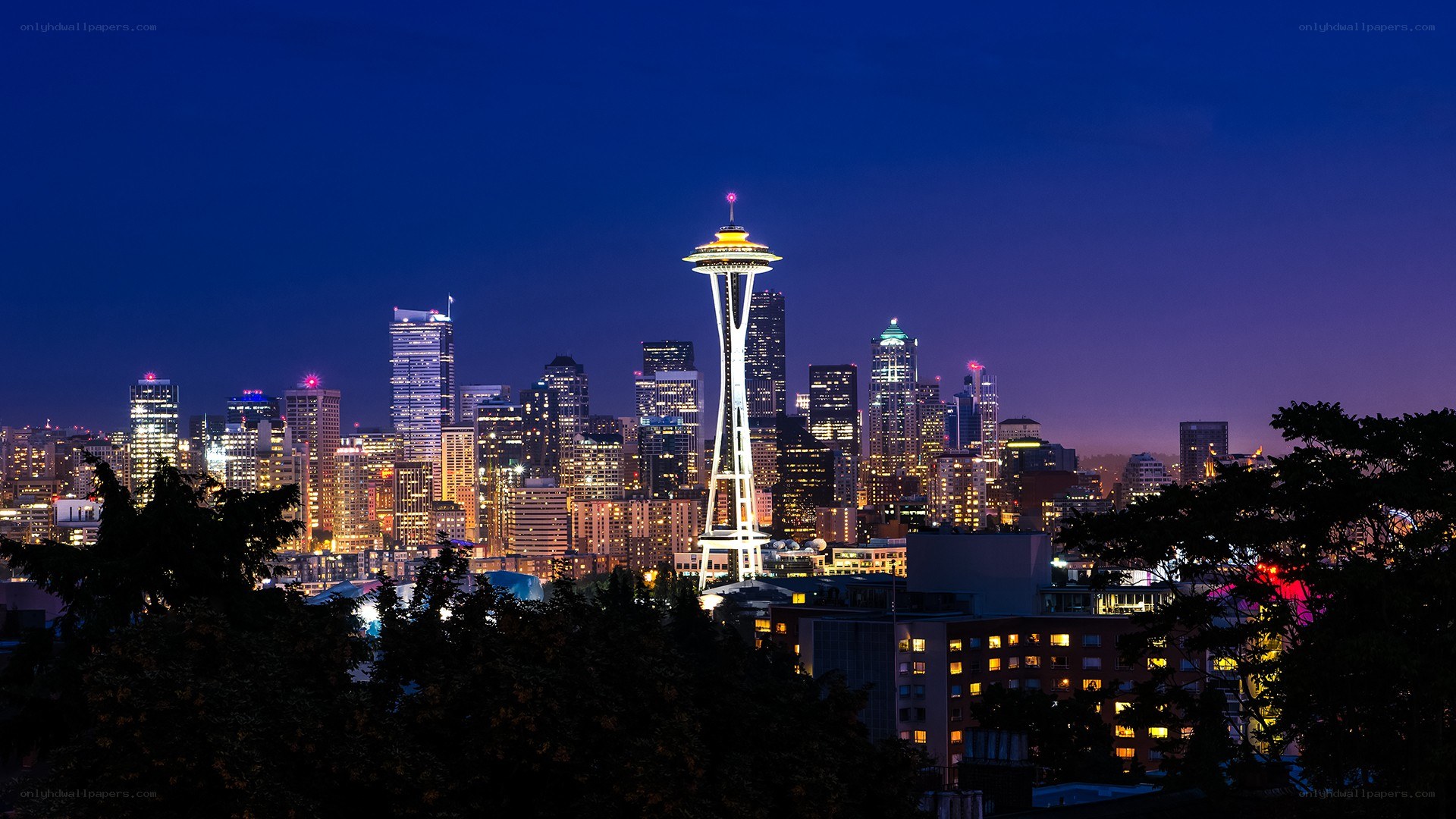 Seattle skyline at night