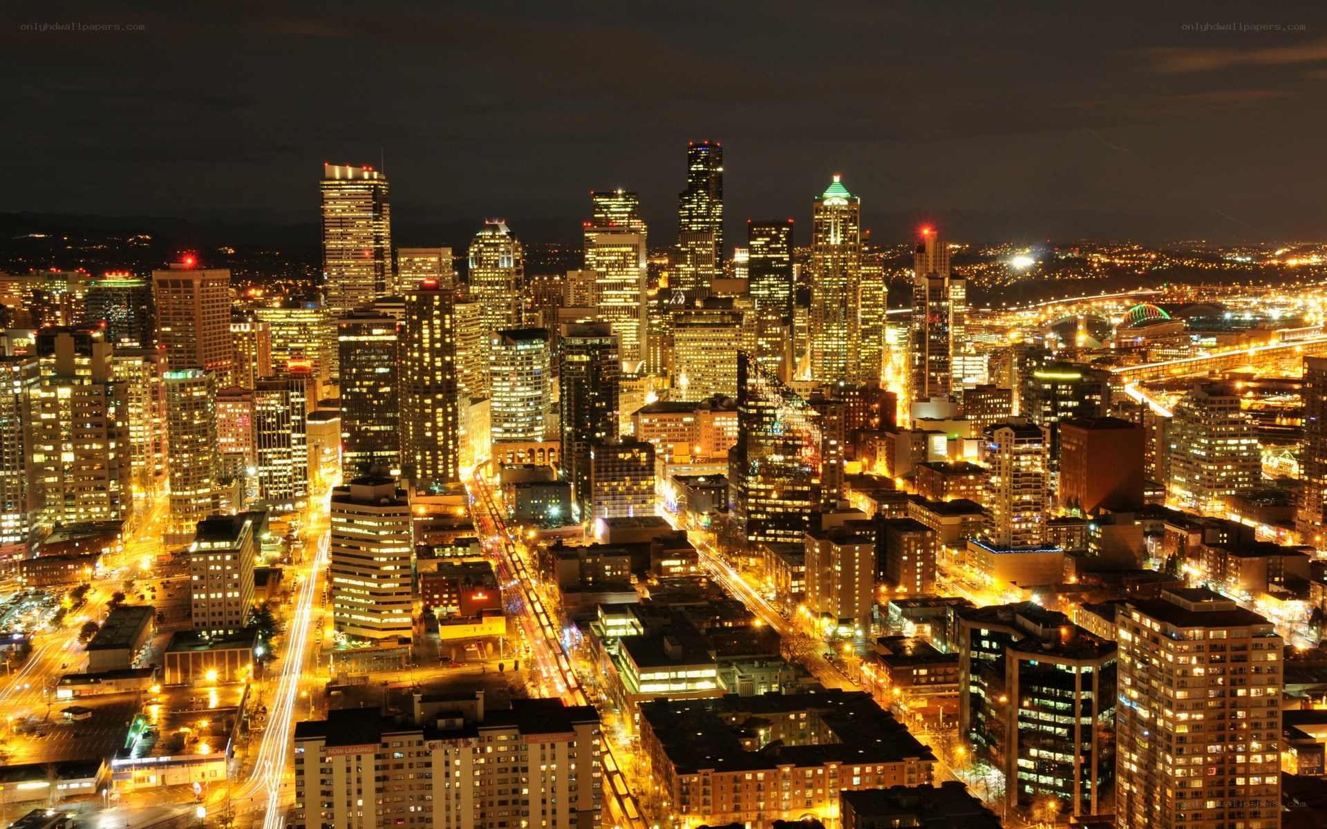 Seattle skyline at night