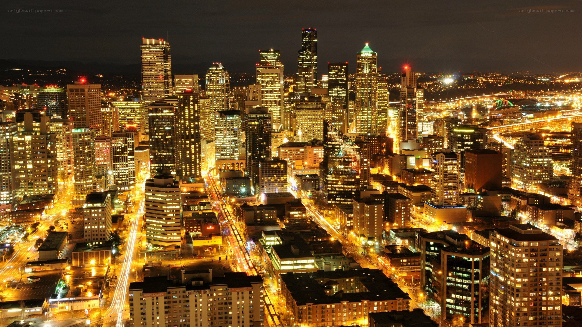 Seattle skyline at night