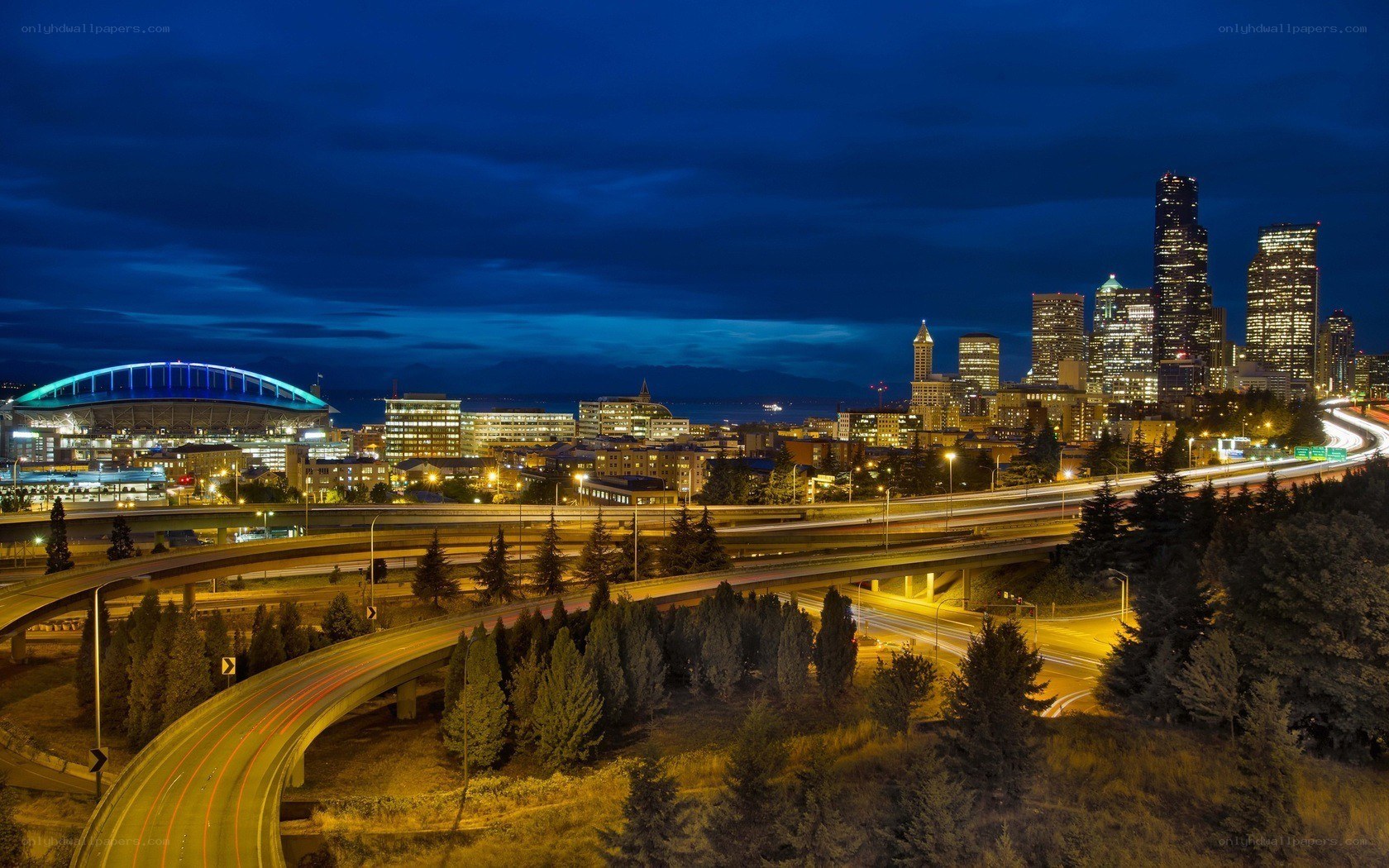 Seattle skyline at night