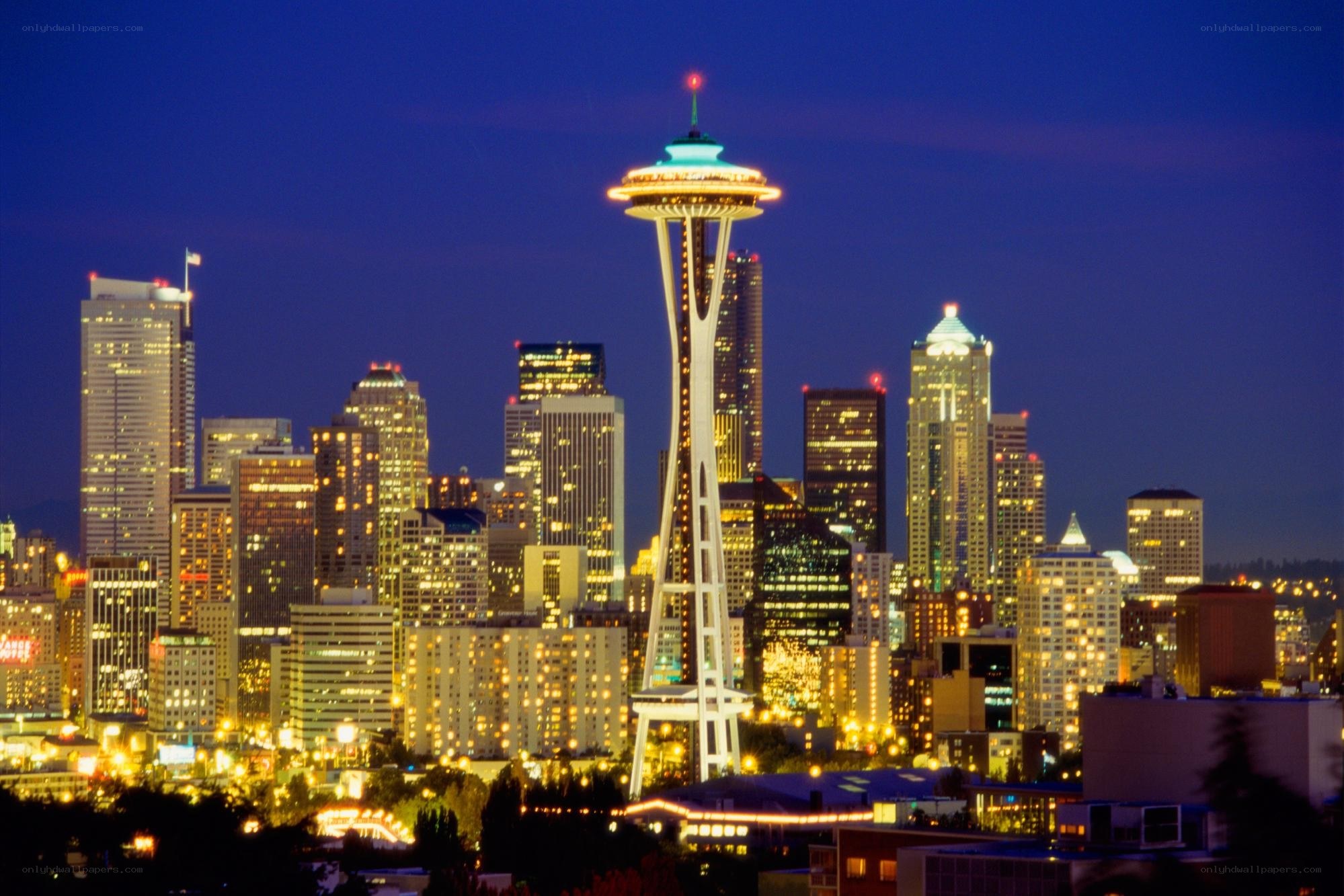 Seattle skyline at night