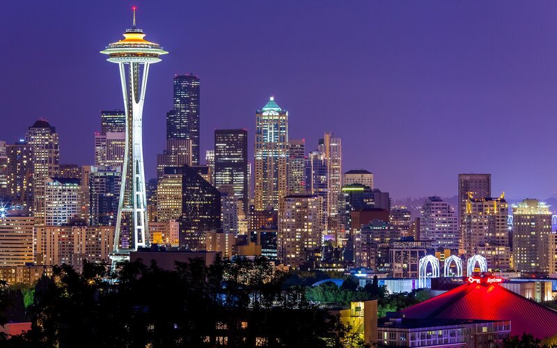 Seattle skyline at night