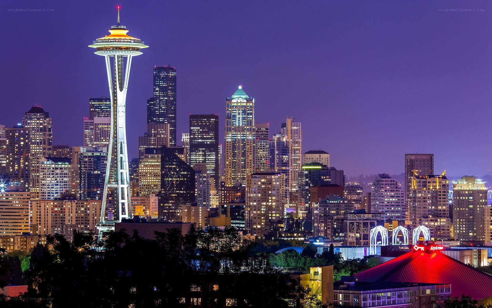 Seattle skyline at night