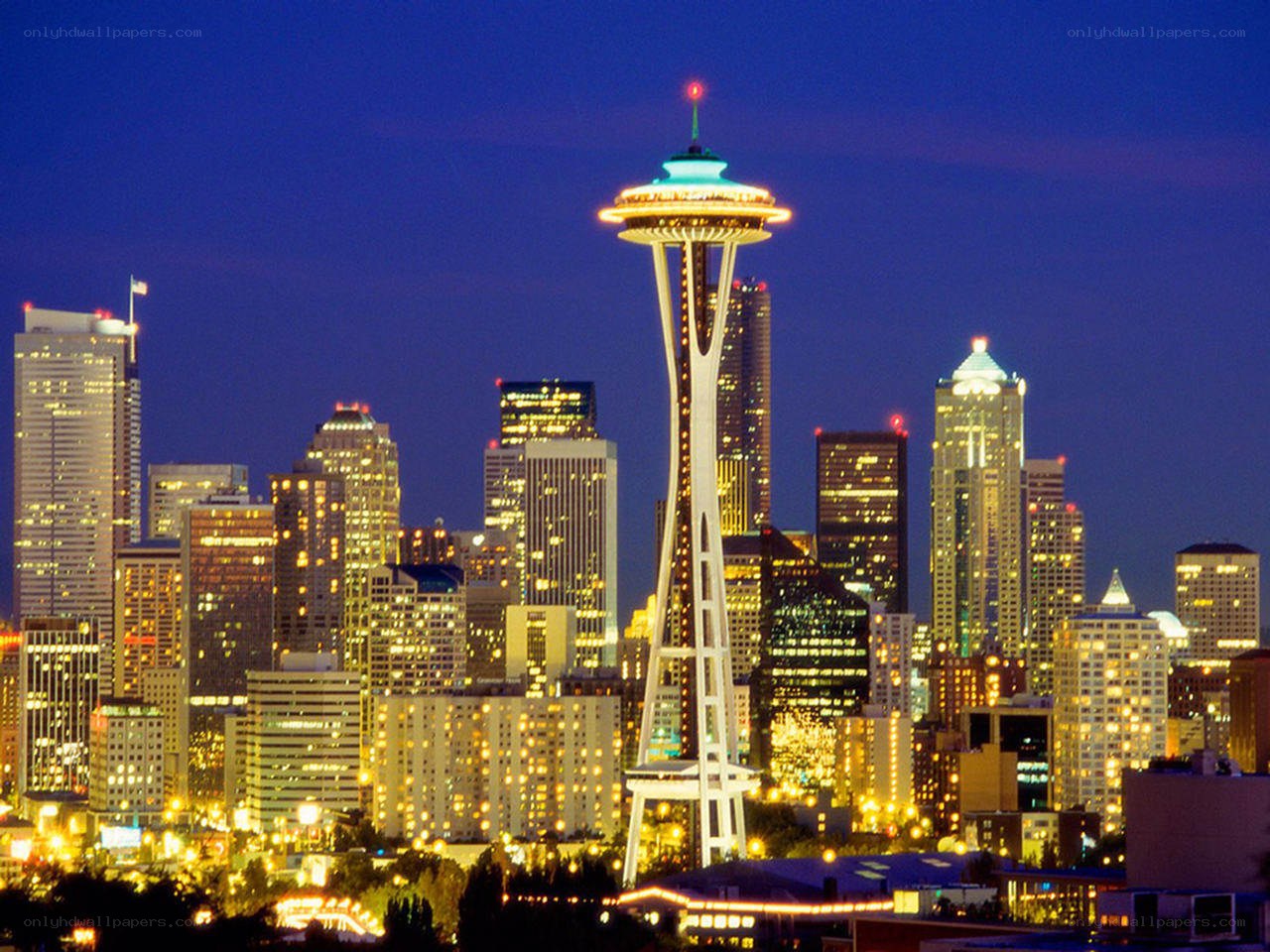 Seattle skyline at night