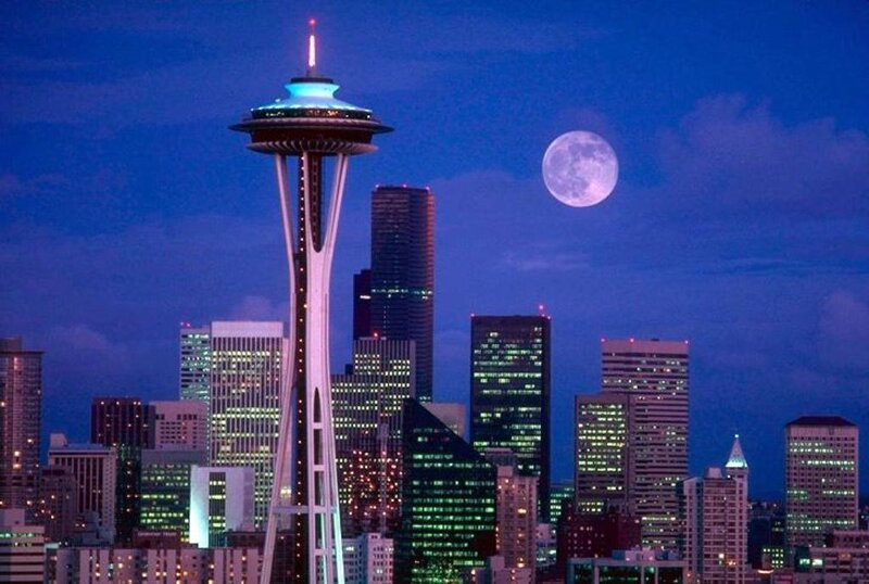 Seattle Skyline at Night — Blue