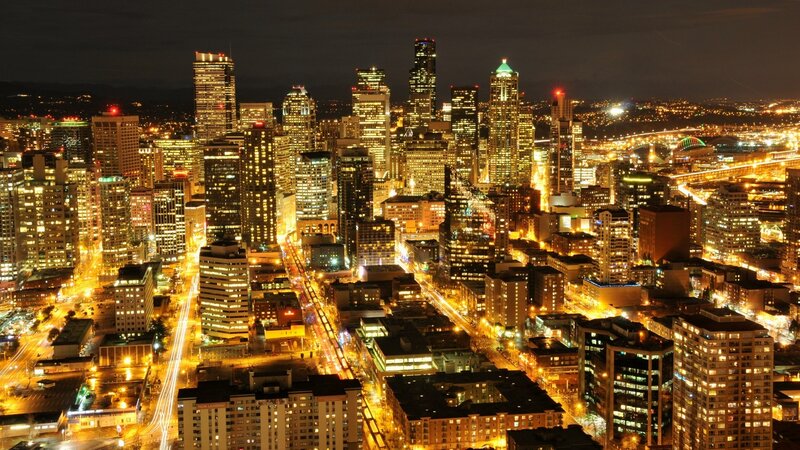 Seattle Skyline at Night — Yellow