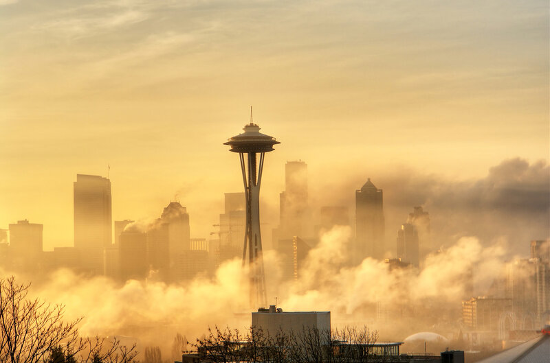 Seattle Skyline at Sunrise — Gold